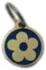 Custom-engraved blue flower design dog tag with intricate detailing - UK Pet ID
