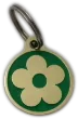 Custom-engraved Green flower design dog tag with intricate detailing - UK Pet ID