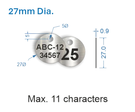 Picture of 27mm dia. Customised Stainless Steel Valve Tags