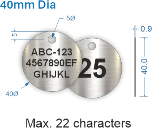 Picture of 40mm dia. Customised Stainless Steel Valve Tags