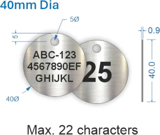 Picture of 40mm dia. Customised Stainless Steel Valve Tags