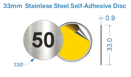 Picture of 33mm  Stainless Steel Self-Adhesive Disc 
