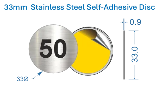 Picture of 33mm  Stainless Steel Self-Adhesive Disc 