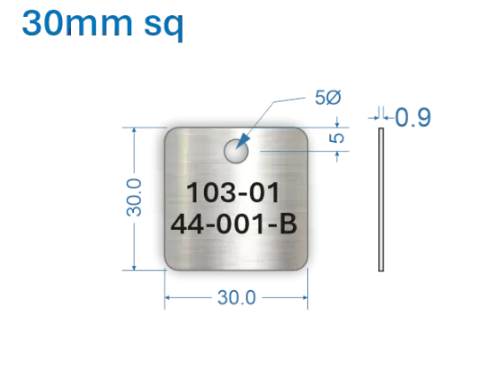 Picture of 30mm square Customised Stainless Steel Valve Tags