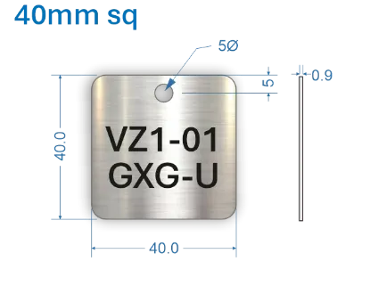 Picture of 40mm square Customised Stainless Steel Valve Tags
