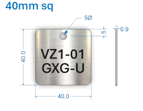 Picture of 40mm square Customised Stainless Steel Valve Tags