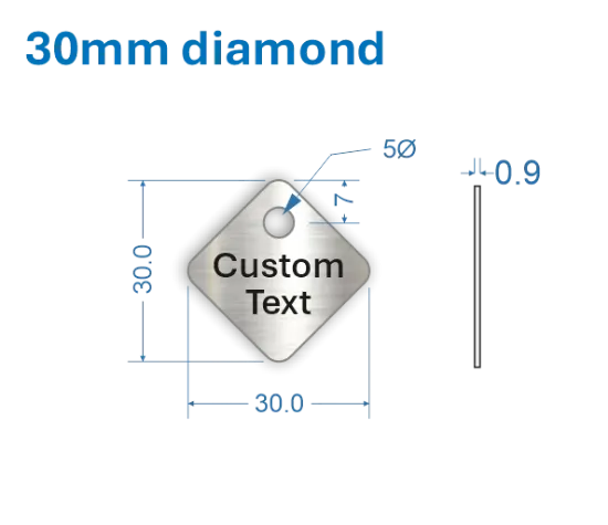 Picture of 30mm Diamond Customised Stainless Steel Valve Tags
