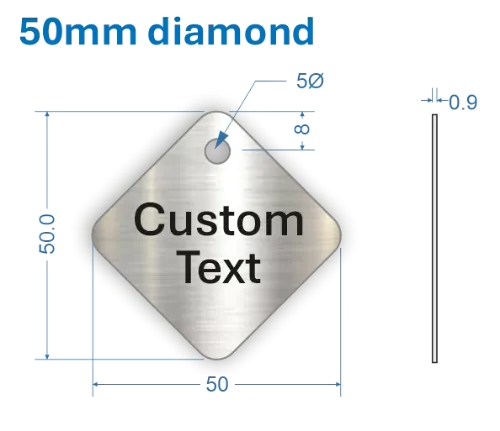 Picture of 50mm Diamond Customised Stainless Steel Valve Tags