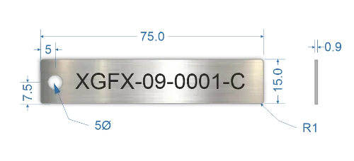 Picture of 75x15mm Rectangle Stainless Steel Valve Tags 