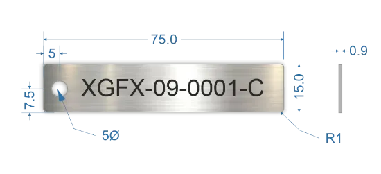 Picture of 75x15mm Rectangle Stainless Steel Valve Tags 
