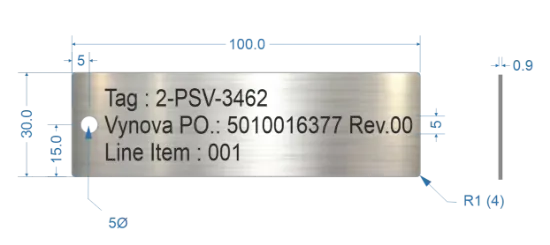 Picture of 100x30mm Rectangle Stainless Steel Valve Tags