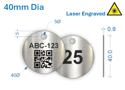 Picture of 40mm dia. Laser Engraved  Stainless Steel Valve Tags