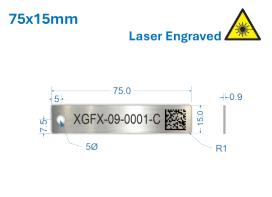 Picture of 75x15mm Laser Engraved  Stainless Steel Valve Tags