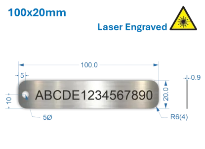 Picture of 100x20mm Laser Engraved  Stainless Steel Valve Tags 