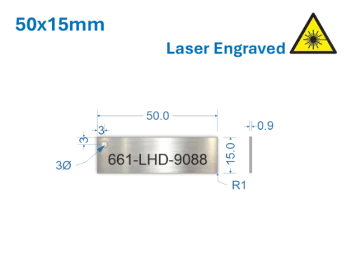Picture of 50x15mm Laser Engraved  Stainless Steel Valve Tags 