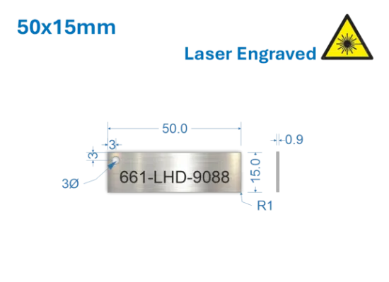 Picture of 50x15mm Laser Engraved  Stainless Steel Valve Tags 