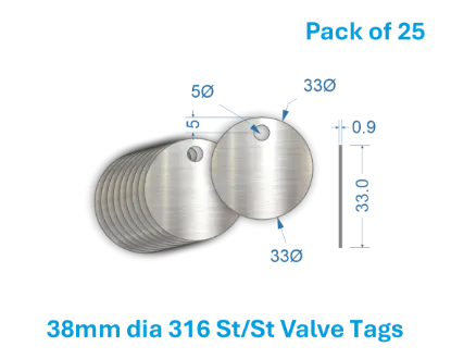 Picture of 33mm Blank Stainless Steel Valve Tags 