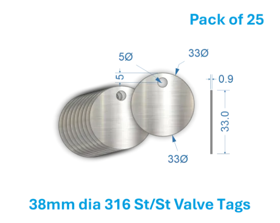 Picture of 33mm Blank Stainless Steel Valve Tags 