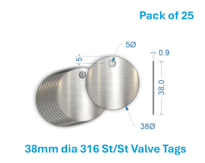 Picture of 38mm Blank Stainless Steel Valve Tags 