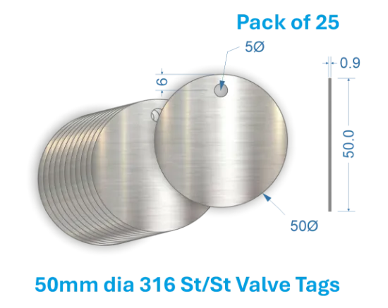 Picture of 50mm Blank Stainless Steel Valve Tags 