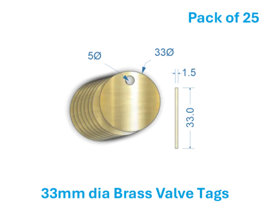 Picture of 33mm Blank Brass Valve Tags
