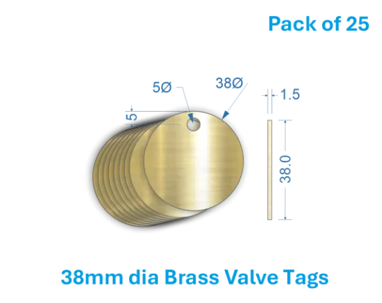 Picture of 38mm Blank Brass Valve Tags
