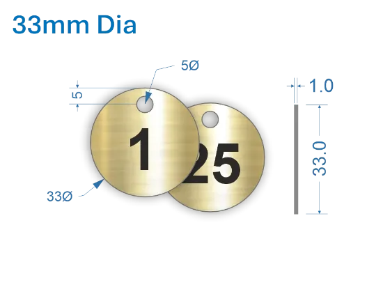 Picture of 33mm Brass Valve Tags 