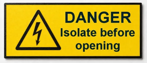 Picture of Danger label Isolate before opening